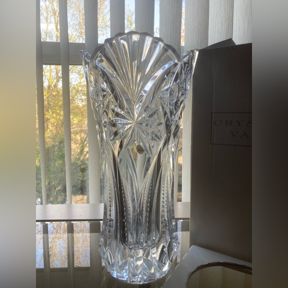 French Cristal D'Arques-Durand 12" Straight Open Flared Vase Made in France.